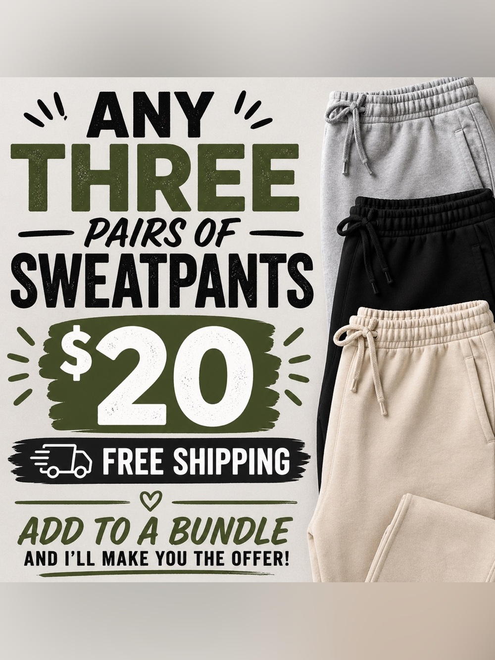 3-Pairs Cozy Sweatpants - You Pick!